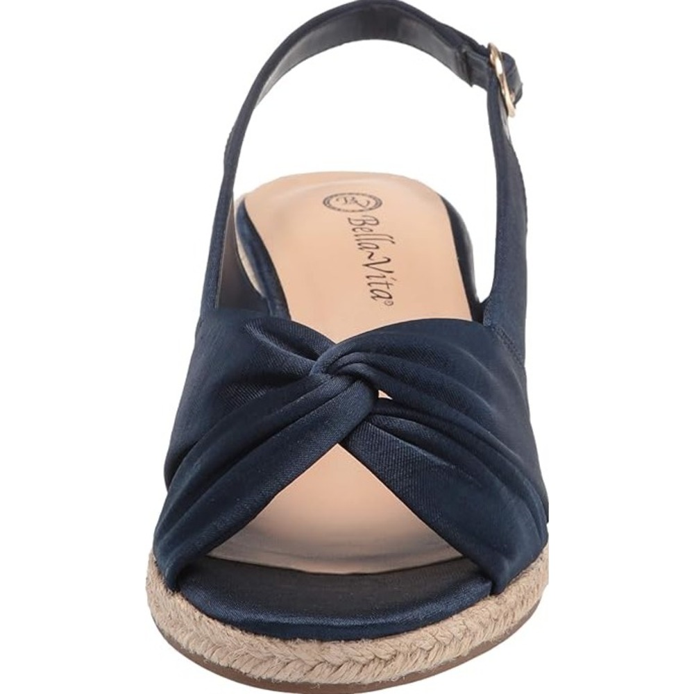 Bella Vita‎ Women's Wedge Sandal Navy Thai Silk 10XW New in Box Espadrille - Picture 2 of 4